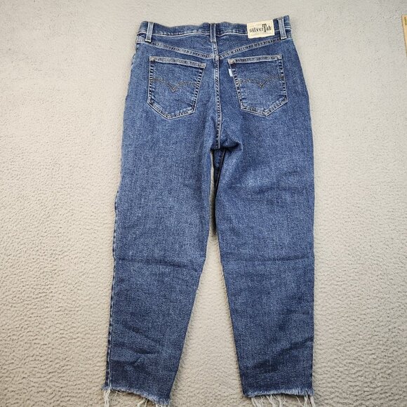 Levi's Silver Tab Jeans Women's 30 Mom Jean High Rise Cropped Blue Denim Pants - Picture 2 of 11